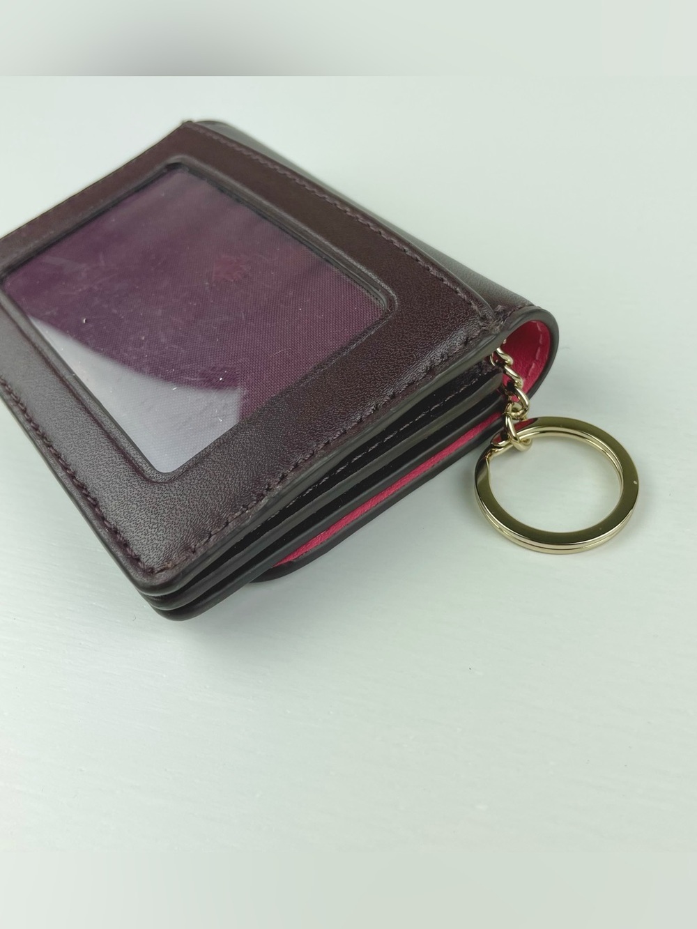 kate spade New York Plum Gemma Scalloped Card Mini Wallet w/ Key Ring ID Window - Picture 3 of 15